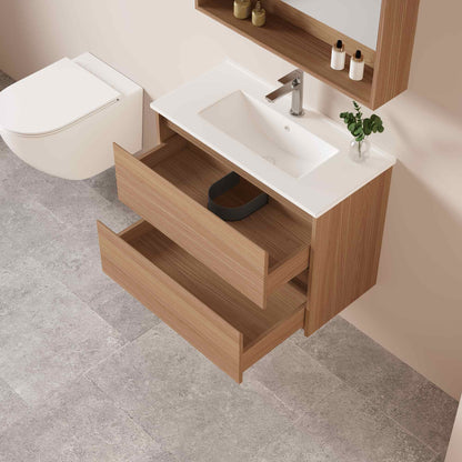 HERA 750mm Slim Wall-Hung Vanity with Basin- Elegant Oak