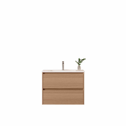 HERA 750mm Slim Wall-Hung Vanity with Basin- Elegant Oak