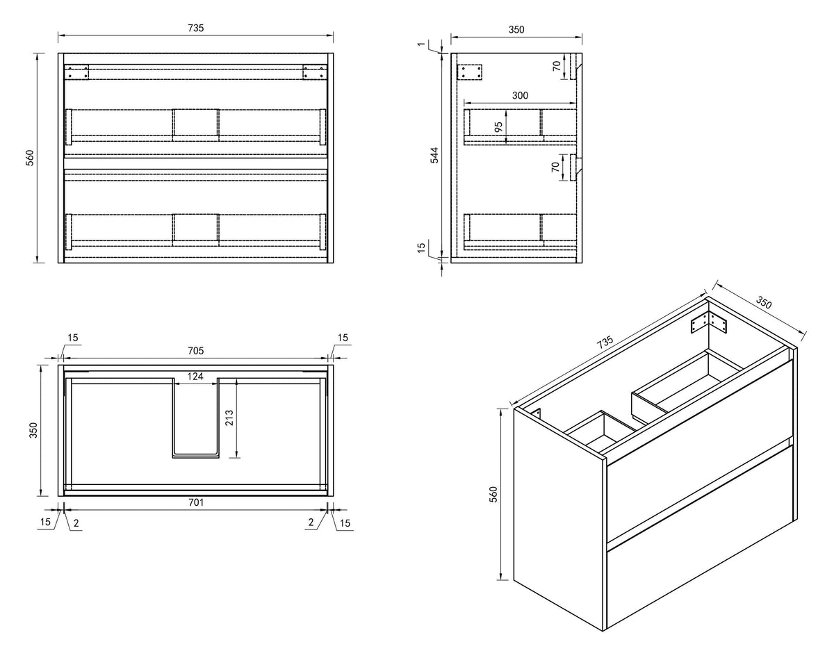 HERA 750mm Slim Wall-Hung Vanity with Basin- Elegant Oak