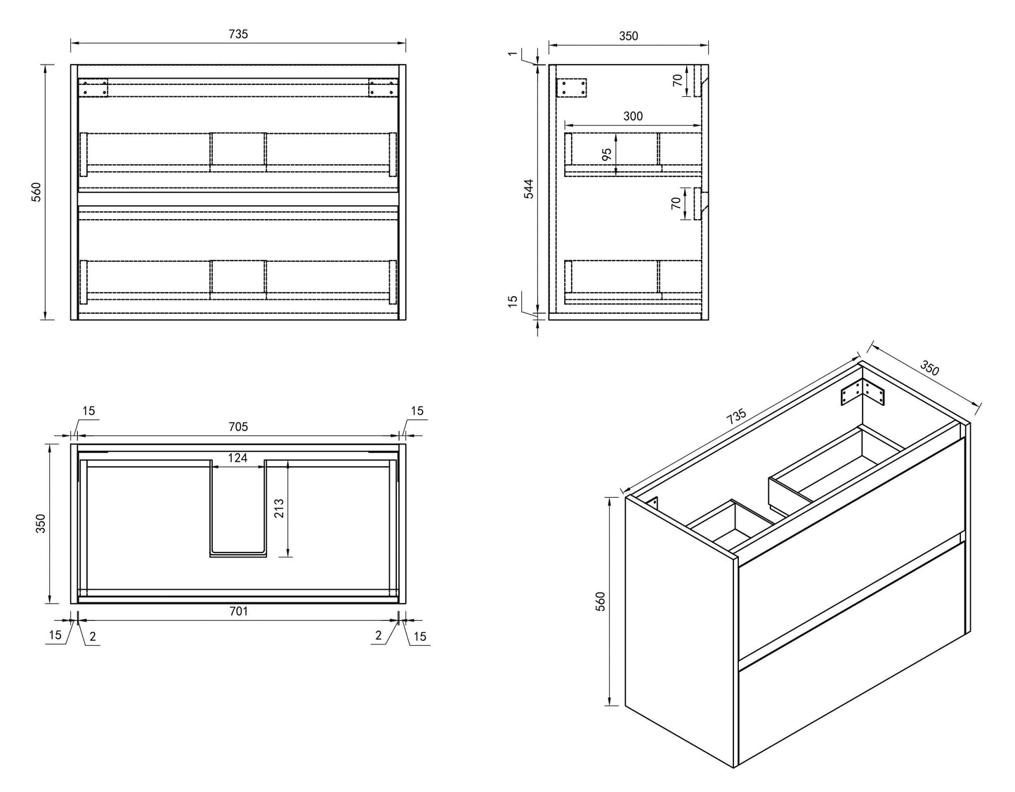 HERA 750mm Slim Wall-Hung Vanity with Basin- Tas Oak