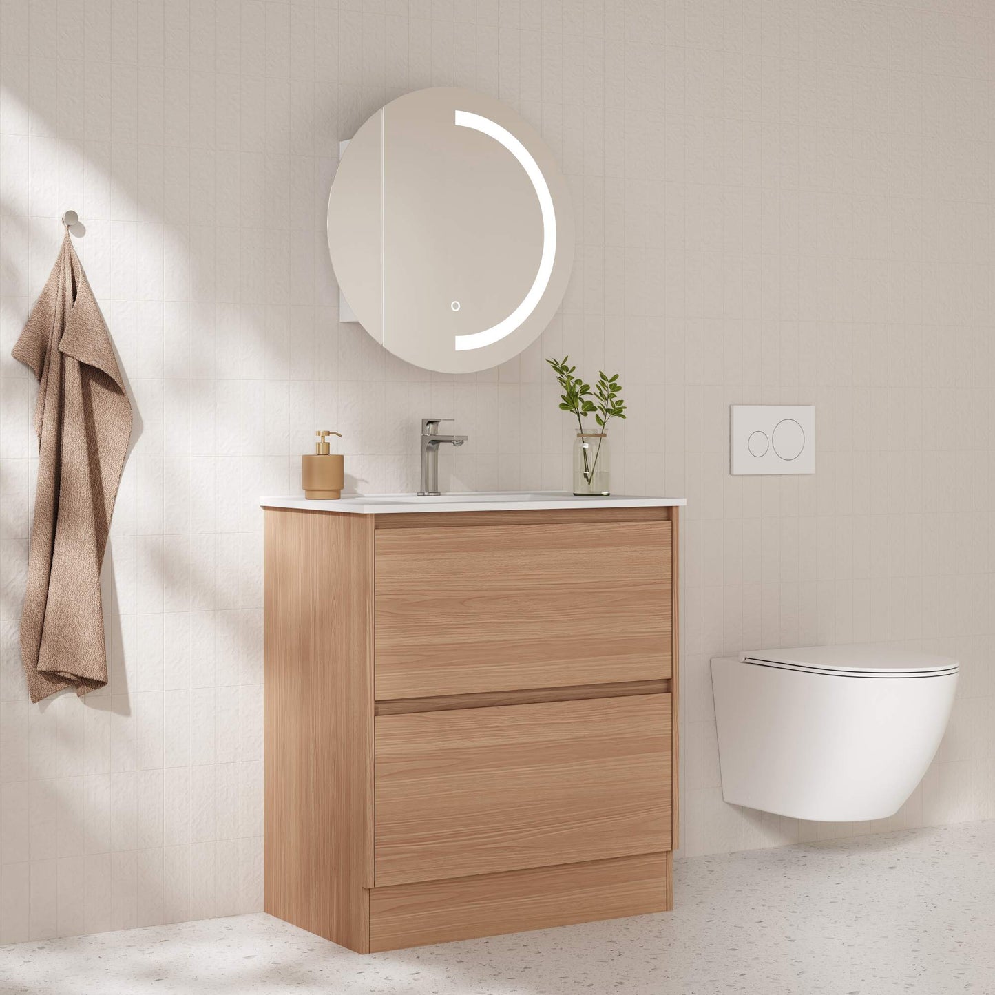 HERA 750mm Freestanding Vanity - Elegant Oak