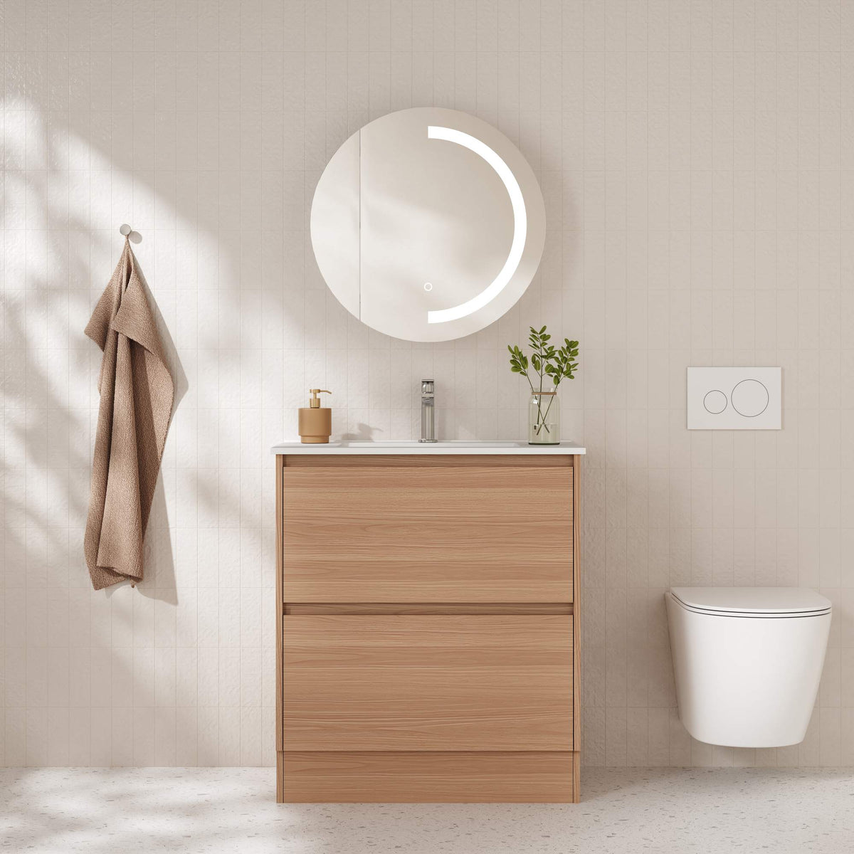 HERA 750mm Freestanding Vanity - Elegant Oak