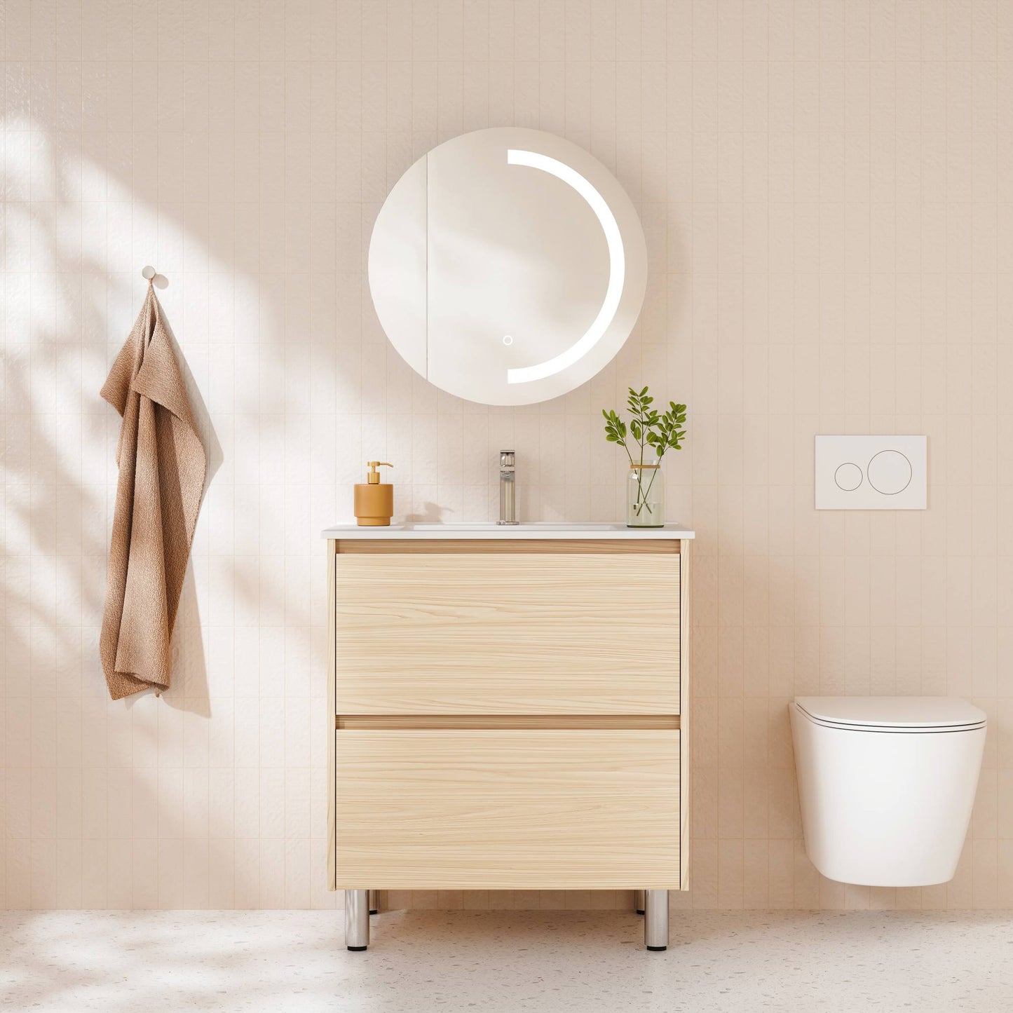 HERA 750mm Freestanding Vanity - Tas Oak (+ ST-75-LW)