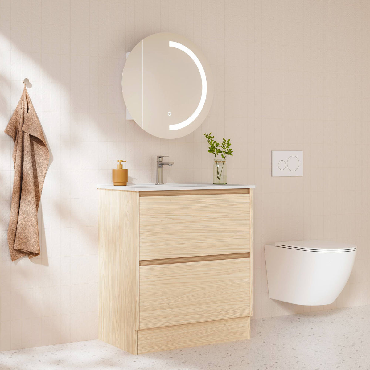 HERA 750mm Freestanding Vanity - Tas Oak (+ TOP 75 + KB-75HE-TO)