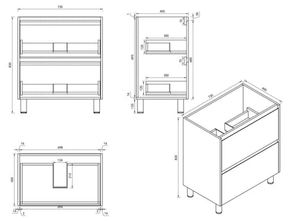 HERA 750mm Freestanding Vanity - Elegant Oak
