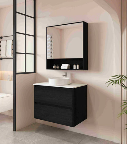 HERA 750mm Wall-Hung Vanity - Black Oak - 750mm / Black Oak Cabinet Only
