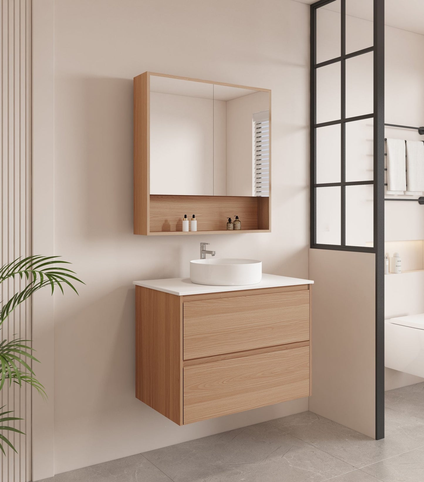 HERA 750mm Wall-Hung Vanity - Elegant  Oak (+ TOP 75)