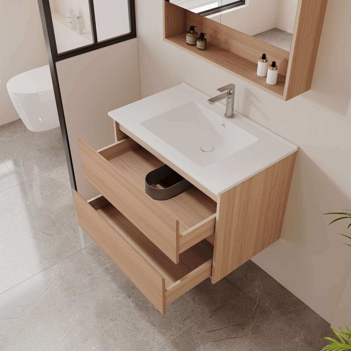 HERA 750mm Wall-Hung Vanity - Elegant  Oak (+ TOP 75)