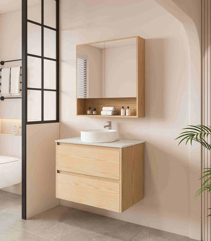 HERA 750mm Wall-Hung Vanity - Tas Oak - 750mm / Tas Oak Cabinet + Ceramic Top