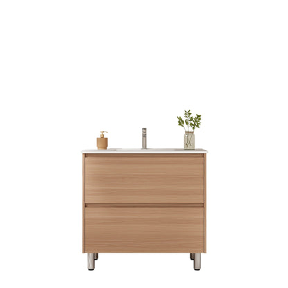 HERA 900mm Freestanding Vanity - Elegant Oak (+ ST-90-BK)