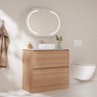 HERA 900mm Freestanding Vanity - Elegant Oak (+ ST-90-CA + KB-90HE-EO)