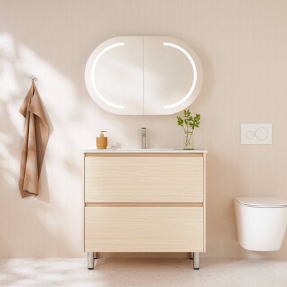 HERA 900mm Freestanding Vanity - Tas Oak (+ ST-90-BK)