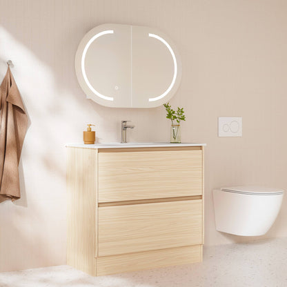 HERA 900mm Freestanding Vanity - Tas Oak (+ ST-90-CA + KB-90HE-TO)
