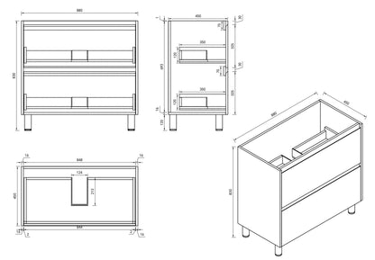 HERA 900mm Freestanding Vanity - Tas Oak (+ ST-90-CA)