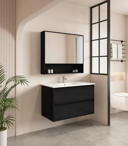 HERA 900mm Wall-Hung Vanity - Black Oak - 900mm / Black Oak Cabinet Only