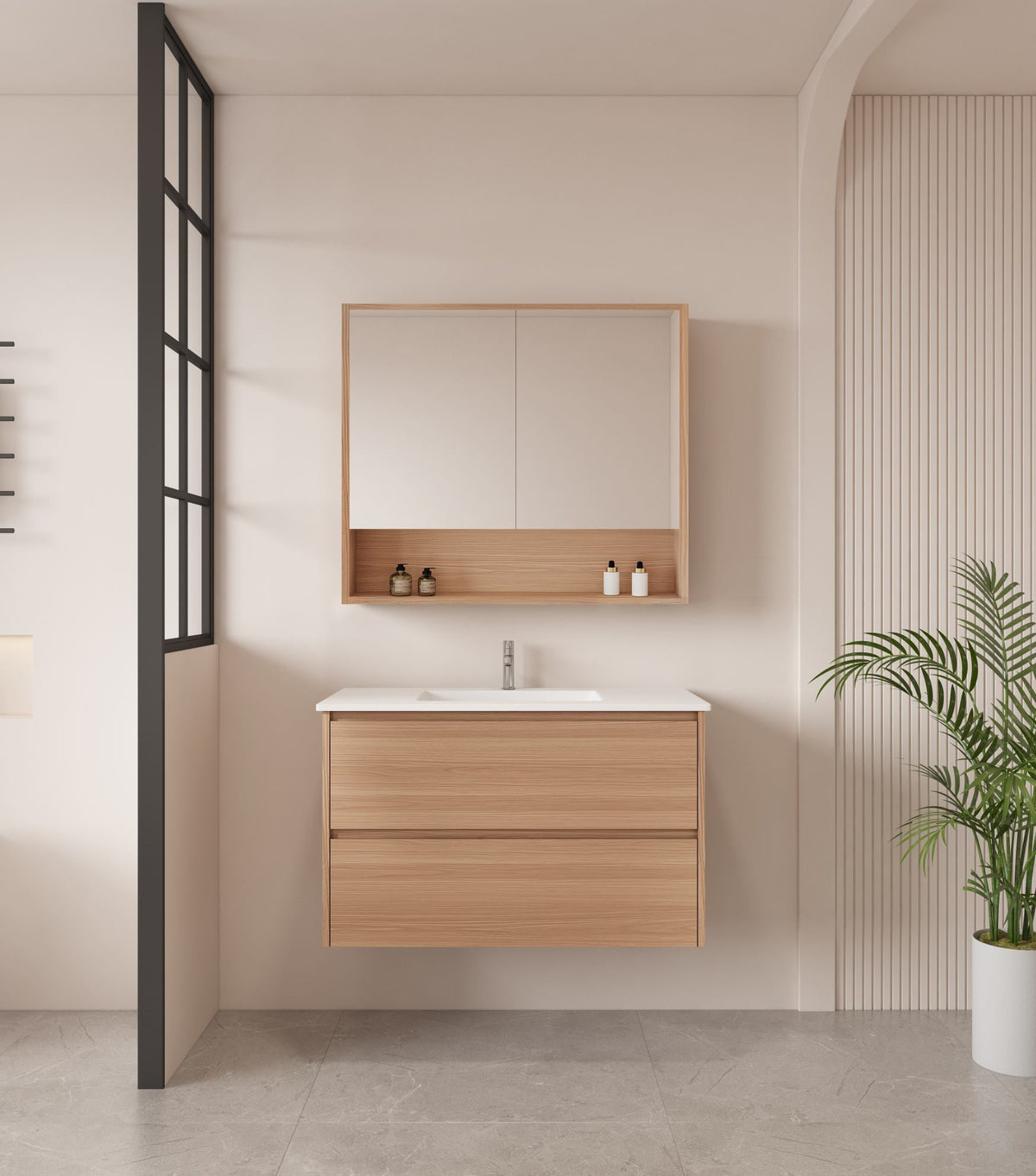 HERA 900mm Wall-Hung Vanity - Elegant  Oak (+ TOP 90)