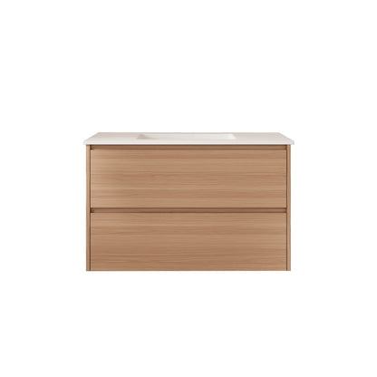 HERA 900mm Wall-Hung Vanity - Elegant  Oak (+ ST-90-BK)