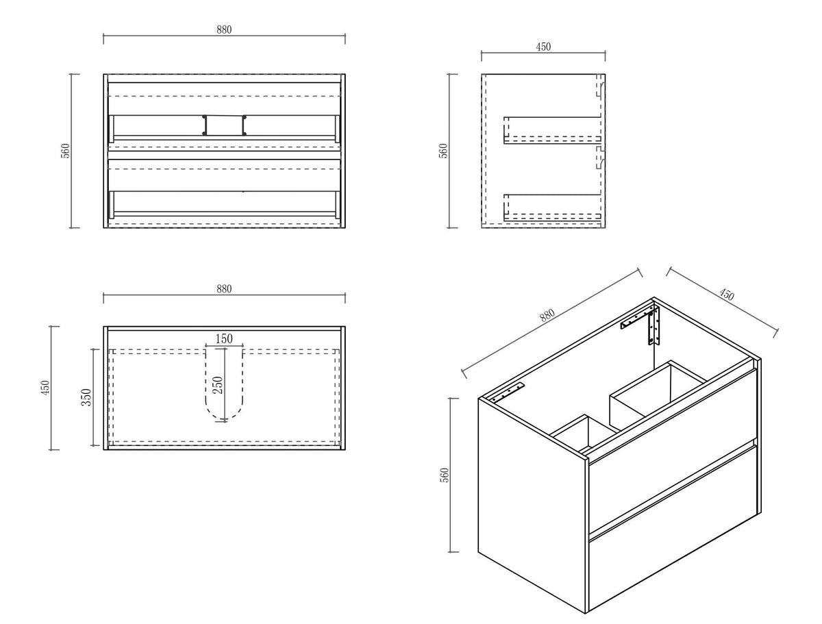 HERA 900mm Wall-Hung Vanity - Elegant  Oak (+ ST-90-CA)