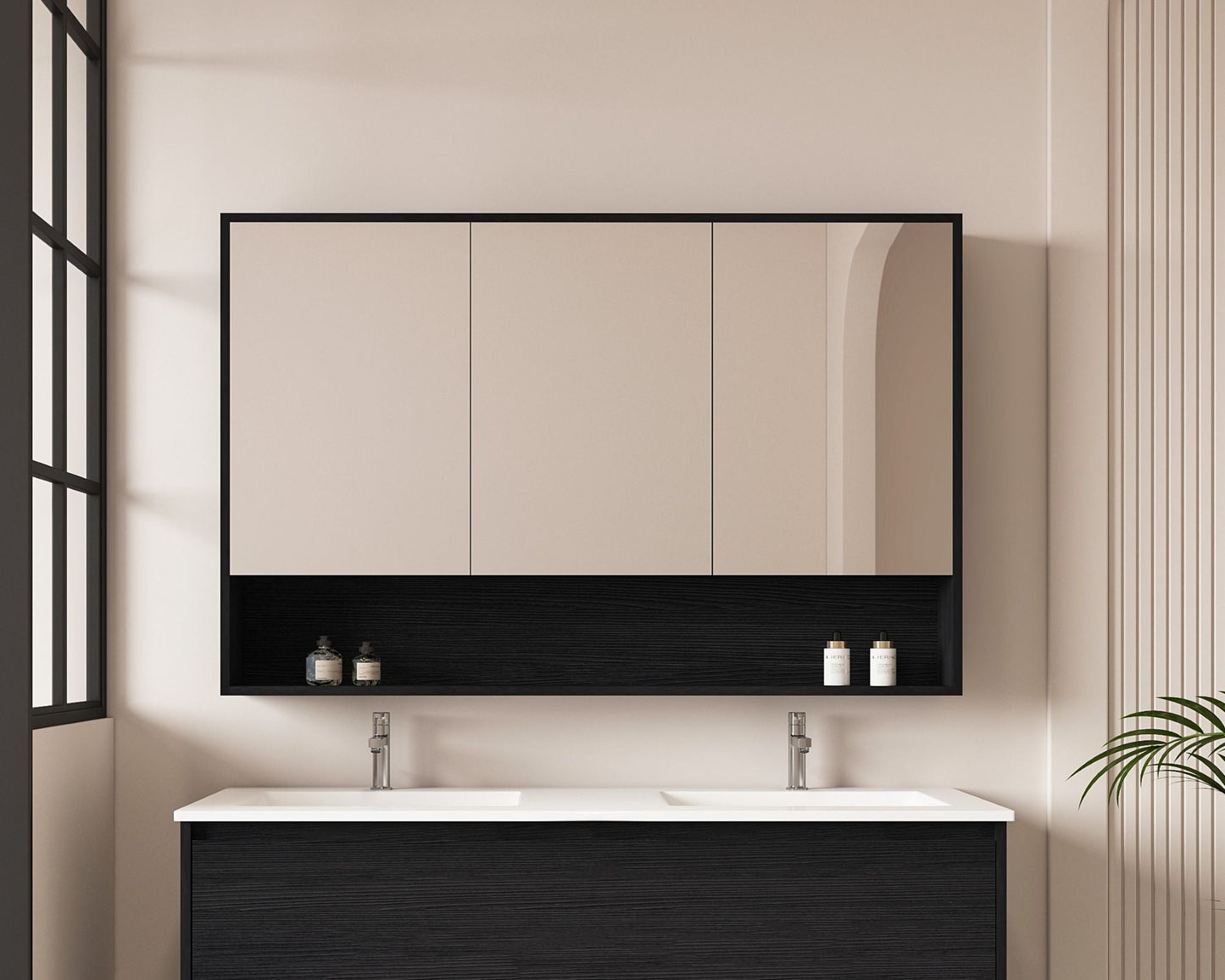 HERA 1200mm Shaving Cabinet - Black Oak - 1200mm