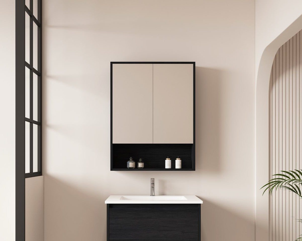 HERA 600mm Shaving Cabinet - Black Oak - 600mm