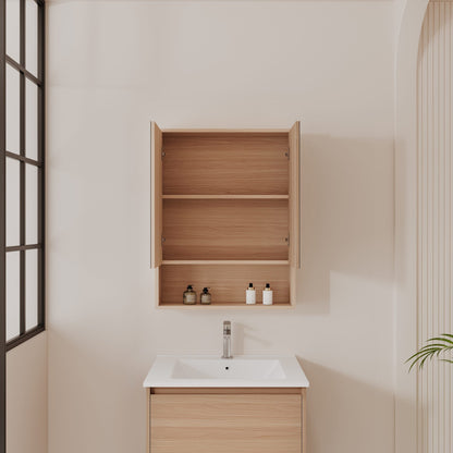 HERA 600mm Shaving Cabinet - Elegant Oak