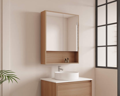HERA 600mm Shaving Cabinet - Elegant Oak