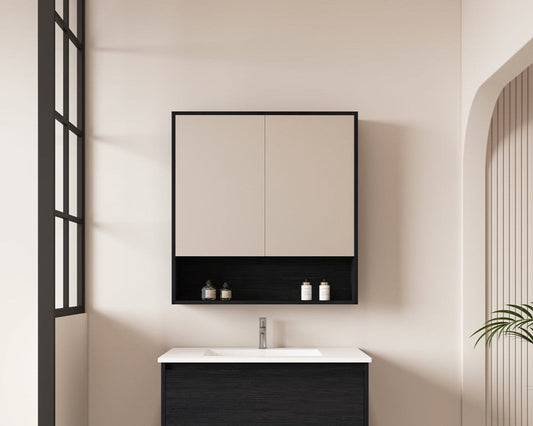 HERA 750mm Shaving Cabinet - Black Oak - 750mm