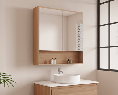HERA 750mm Shaving Cabinet - Elegant Oak