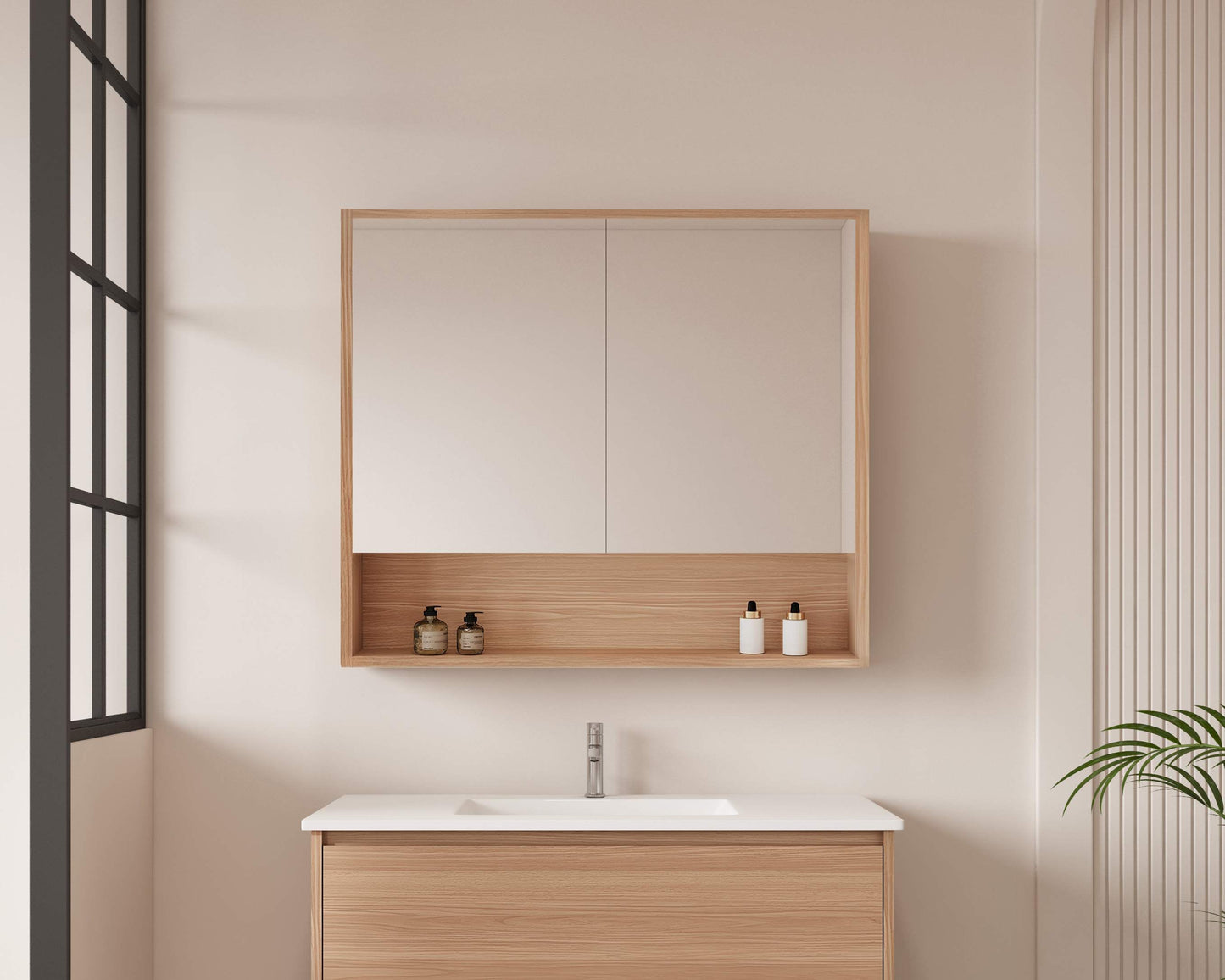 HERA 900mm Shaving Cabinet - Elegant Oak