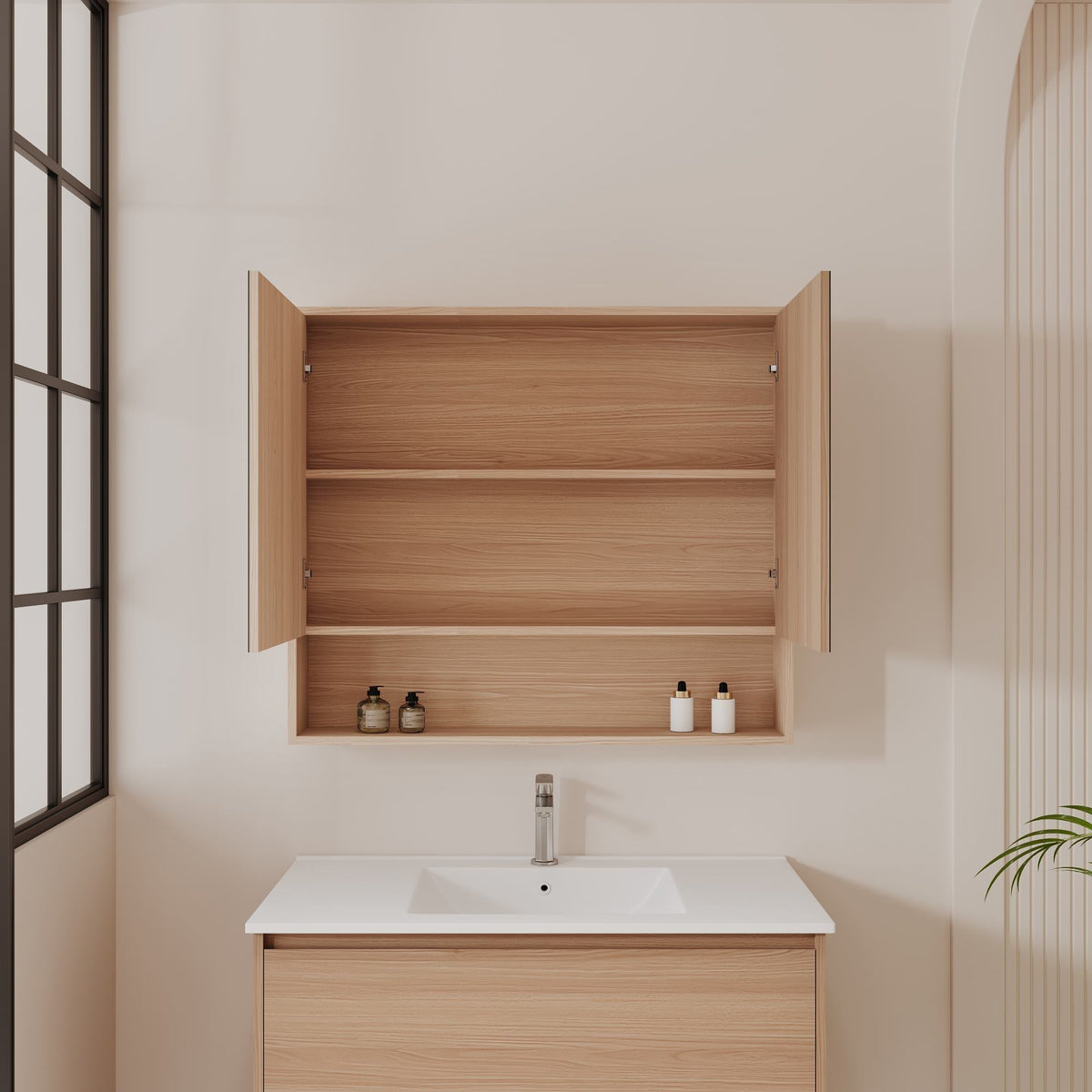 HERA 900mm Shaving Cabinet - Elegant Oak