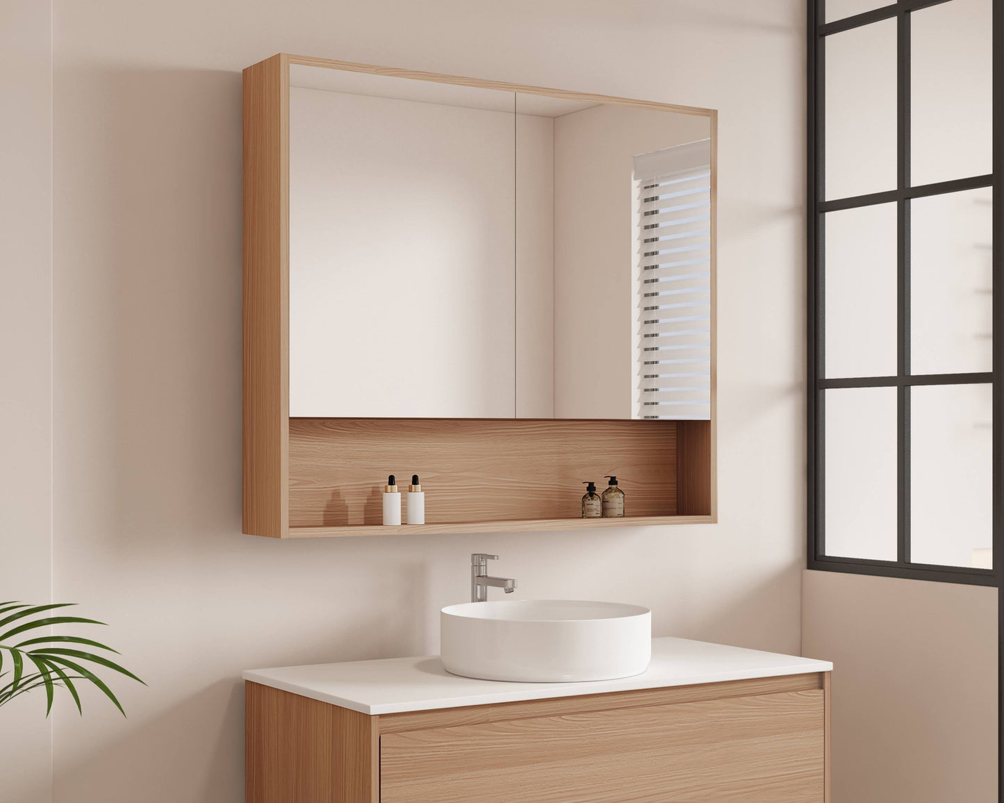 HERA 900mm Shaving Cabinet - Elegant Oak