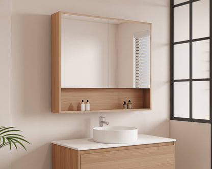 HERA 900mm Shaving Cabinet - Elegant Oak