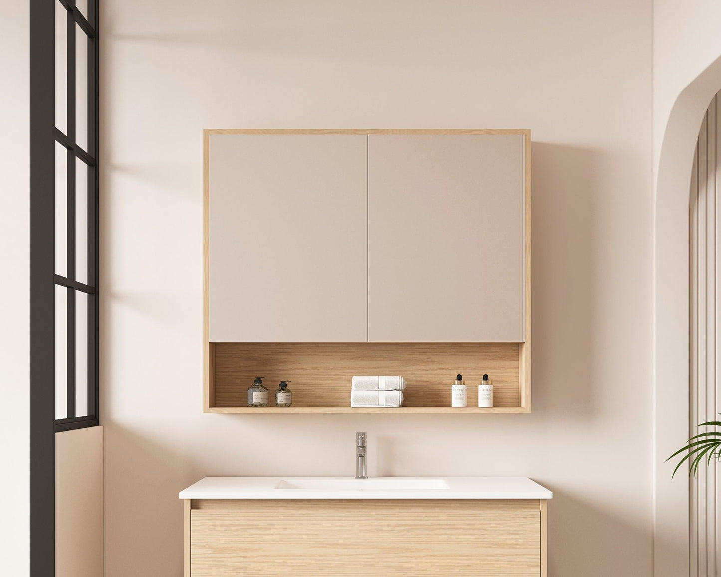 HERA 900mm x 780mm Shaving Cabinet - Tas Oak