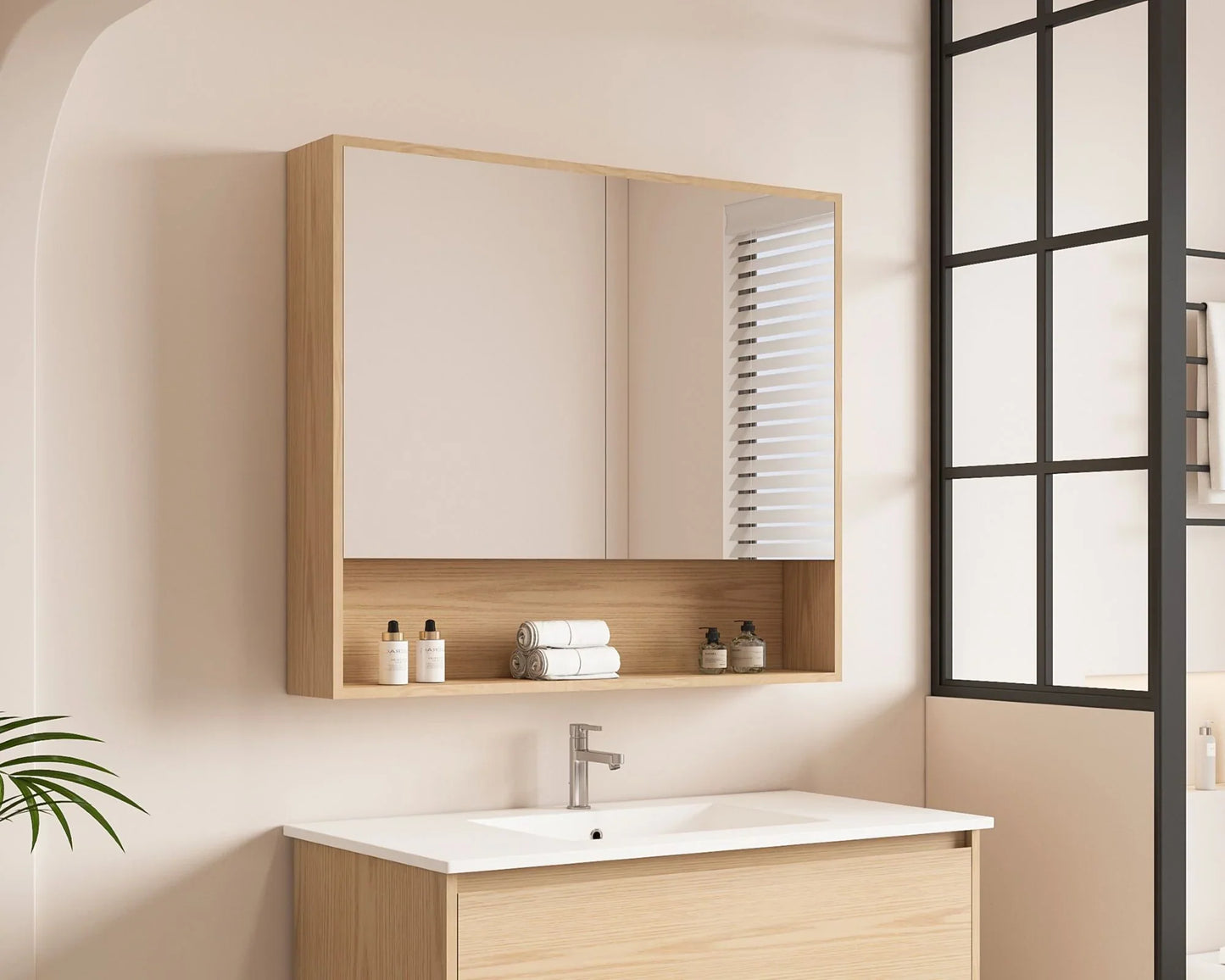 HERA 900mm x 780mm Shaving Cabinet - Tas Oak