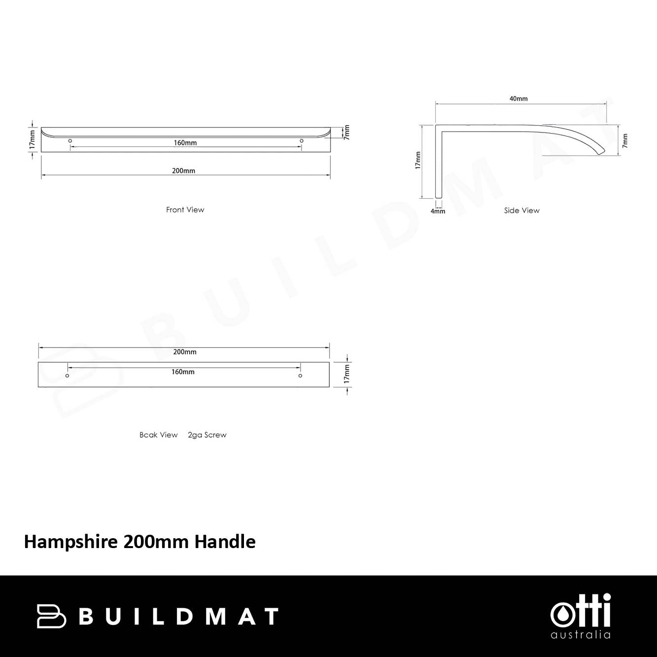 Otti Hampshire 200mm Matte Black Handle
