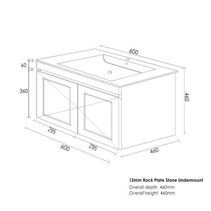 Otti Hampton Mark II Satin  Wall Hung Vanity 600mm