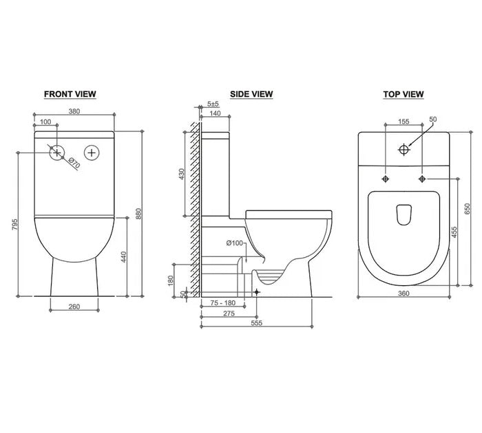 INSPIRE BELLA BACK TO WALL RIMLESS TOILET SUITE