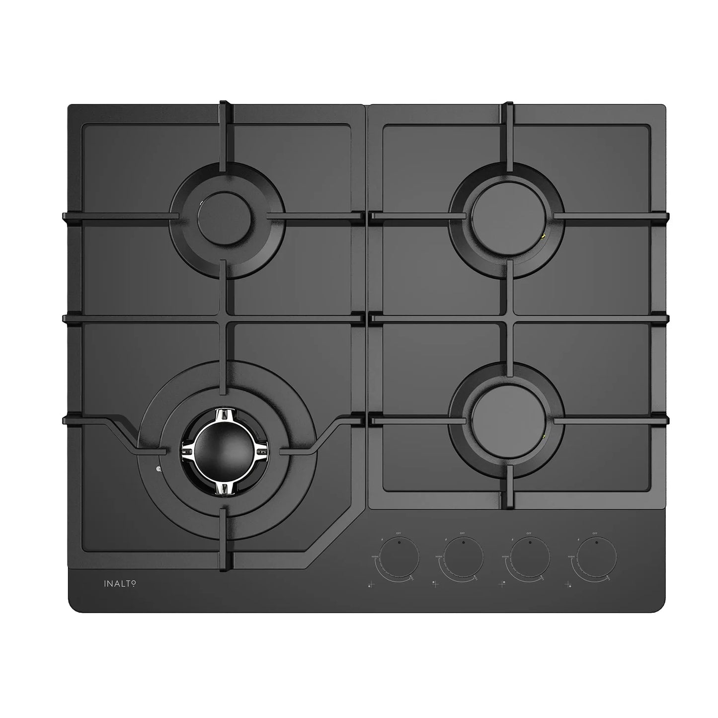 Cooktop Gas On Glass 600mm InAlto 4 Burners Inc. Wok