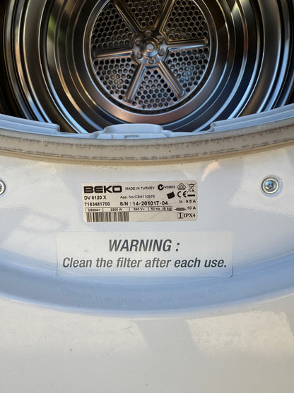 Beko DV 6120 X 6 kg Sensor Controlled Vented Dryer