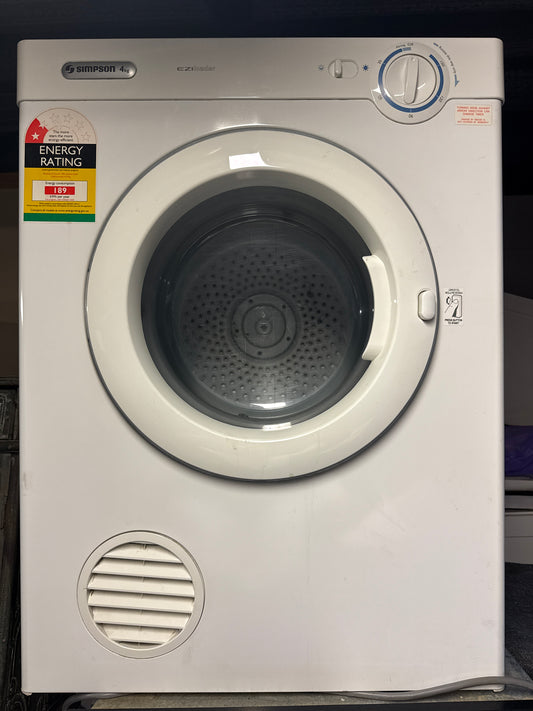 NEAR NEW Simpson 39P400M 4kg Vented Dryer – Quality Used | Tested & Cleaned | Reno Spares