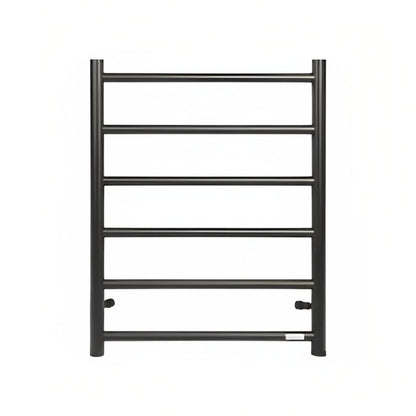 INSPIRE HEATED TOWEL RAIL 6 BAR ROUND MATTE BLACK 650MM