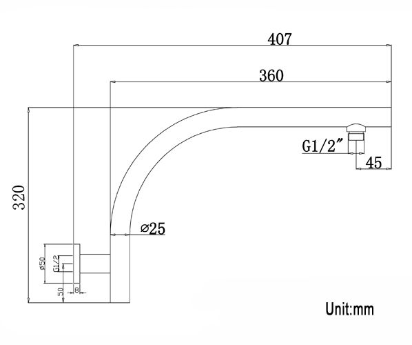 INSPIRE PAVIA GOOSENECK ARM 360MM