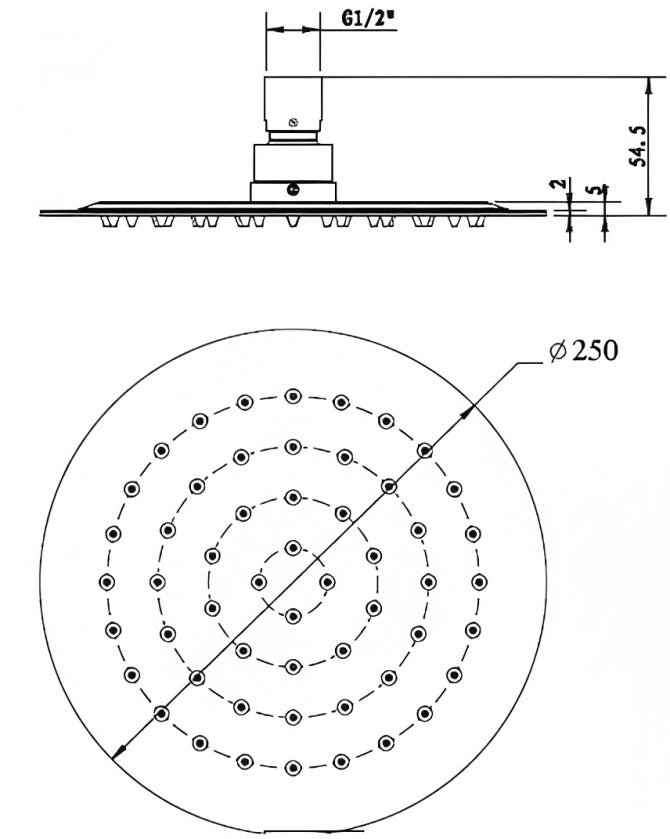 INSPIRE PAVIA ROUND SHOWER HEAD 250MM GUN METAL