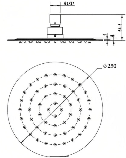 INSPIRE PAVIA ROUND SHOWER HEAD 250MM GUN METAL