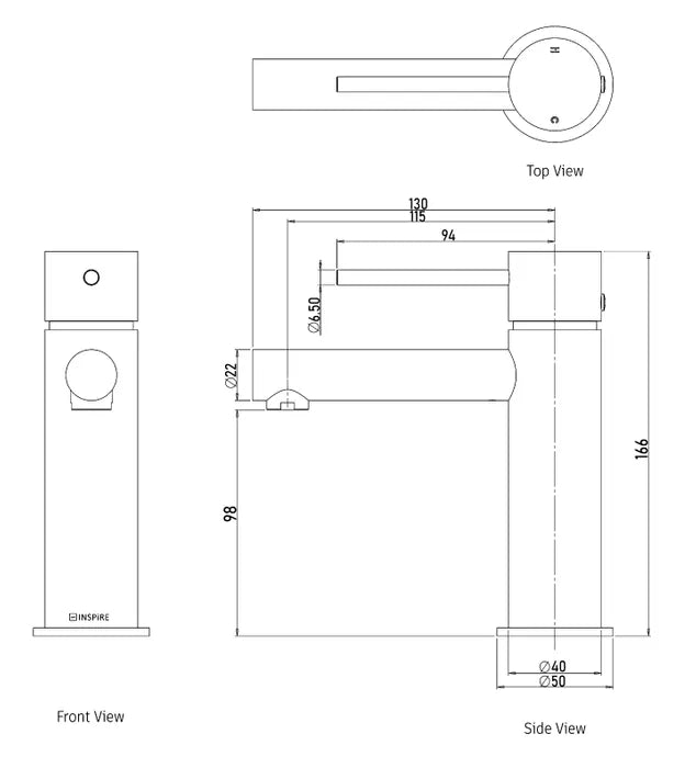 INSPIRE ROUL BASIN MIXER BRUSHED