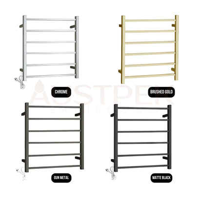 INSPIRE HEATED TOWEL RAIL 6 BARS SQUARE  680MM