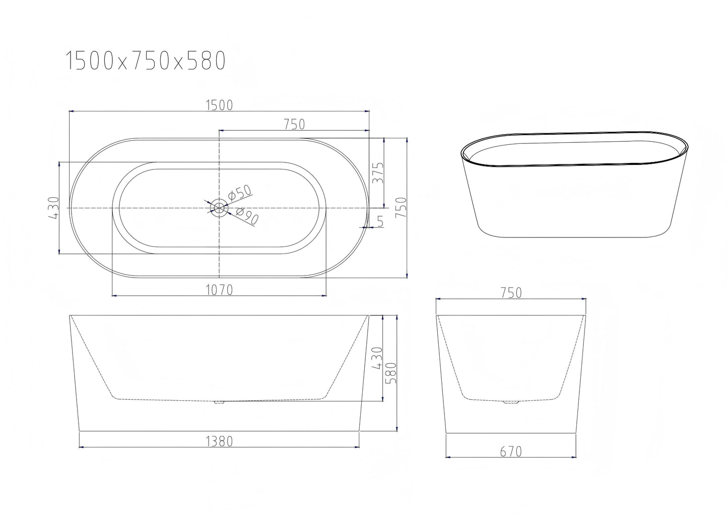 ISEO Freestanding Bathtub - Gloss White