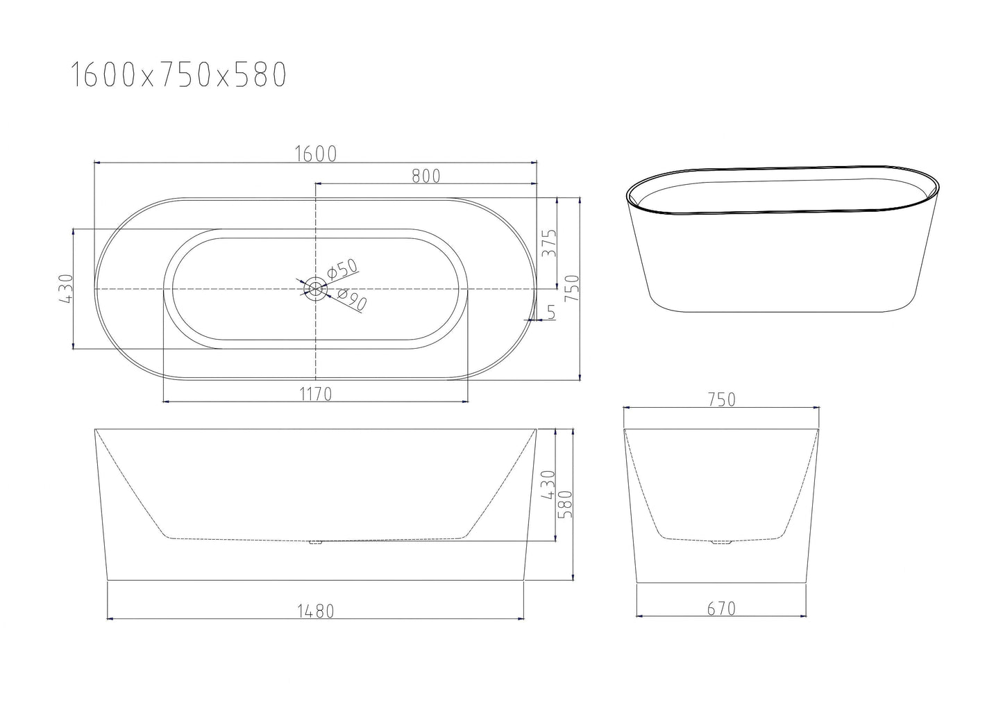 ISEO Freestanding Bathtub - Gloss White