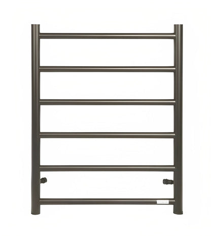 INSPIRE HEATED TOWEL RAIL 6 BAR ROUND GUN METAL 650MM