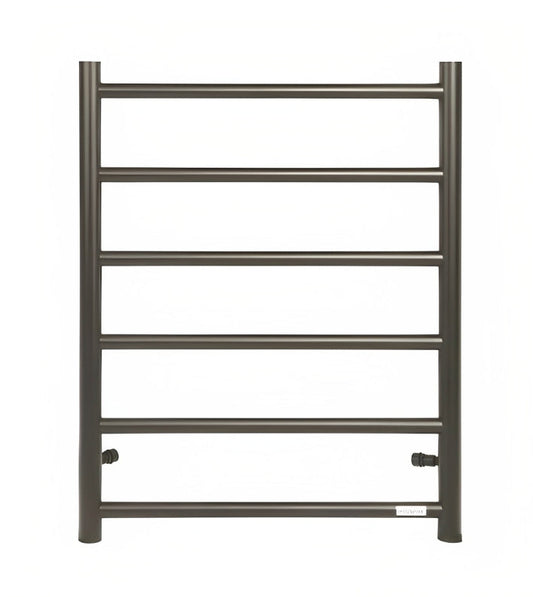 INSPIRE HEATED TOWEL RAIL 6 BAR ROUND GUN METAL 650MM